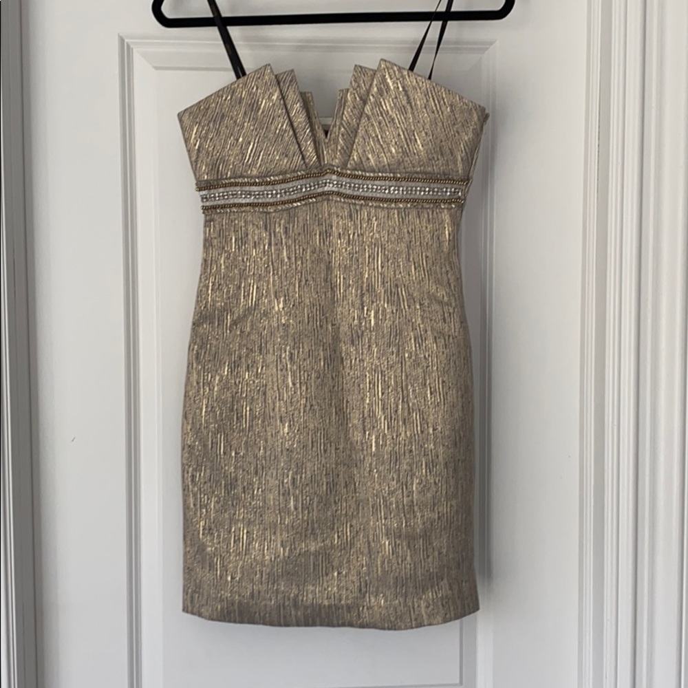STUNNING laundry gold mini dress